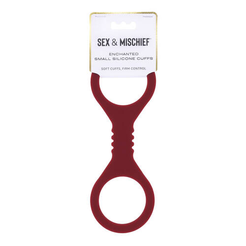 Sex & Mischief Enchanted Small Silicone Cuffs Burgundy Small Restraints