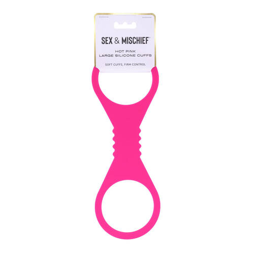Sex & Mischief Large Hot Pink Silicone Cuffs Hot Pink Large Restraints