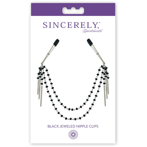 Sincerely Midnight Black Jeweled Nipple Clips