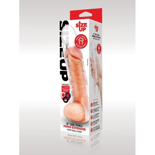 Size Up 3 in. Clear View Penis Extender With Ball Loop - Extra Girthy