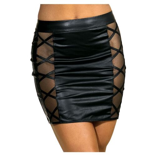 Stretch Wetlook Mesh Criss Cross Skirt XL