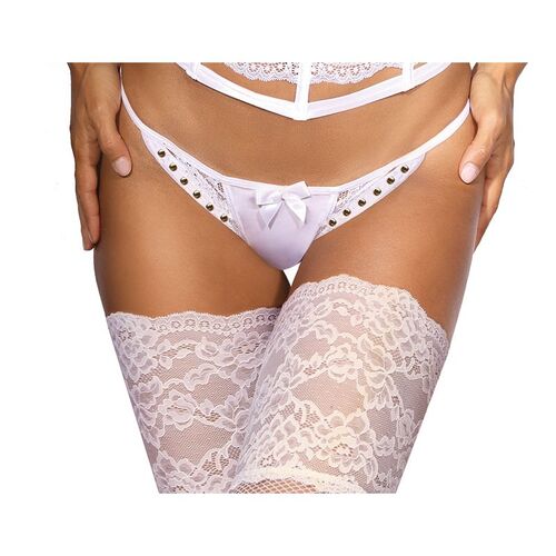 Microfiber and Lace G-String with Studs M