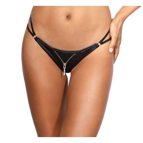 Stretch Wetlook Zip G-String XS