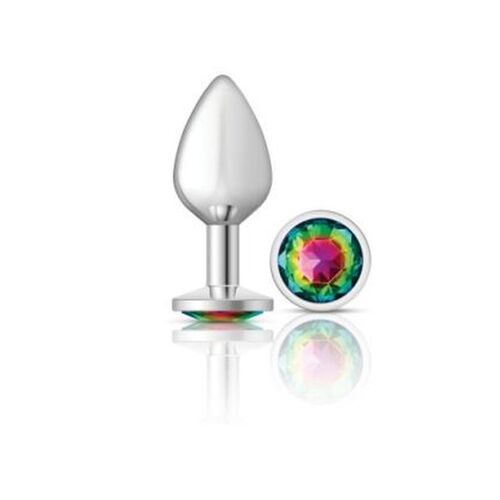 Round Butt Plug w Rainbow Jewel Medium