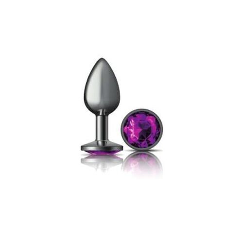 Round Butt Plug w Purple Jewel Small