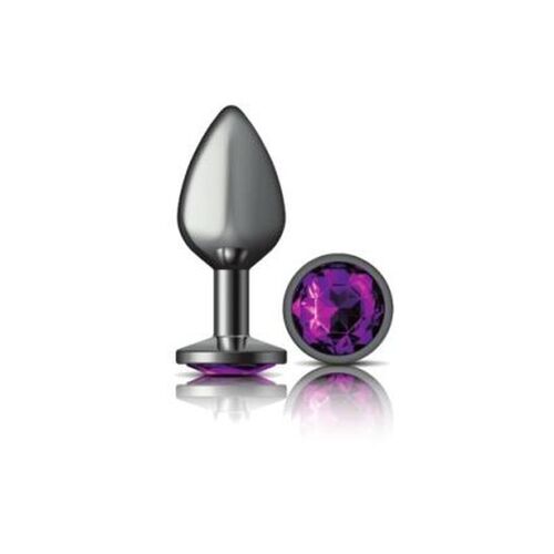 Round Butt Plug w Purple Jewel Medium