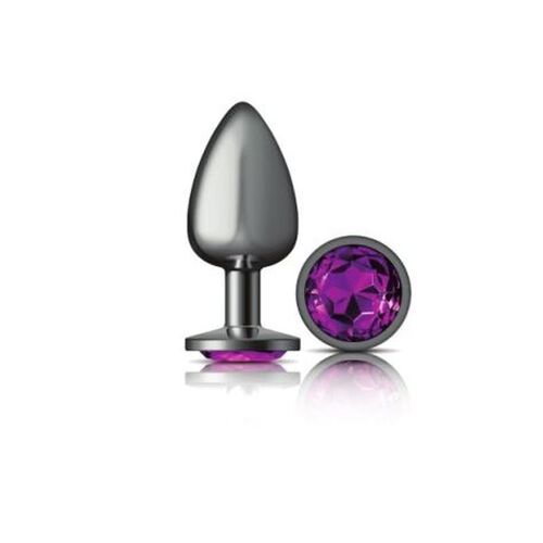 Round Butt Plug w Purple Jewel Large