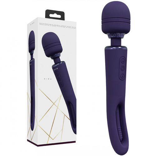 VIVE Kiku - Purple Purple 25.2 cm USB Rechargeable Dual End Massage Wand with Flapping Tip