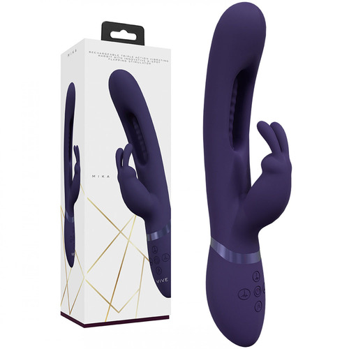 VIVE Mika - Purple Purple 23.2 cm USB Rechargeable Rabbit Vibrator with Flapping Shaft