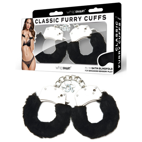 Whipsmart Classic Furry Cuffs   Furry Restraints With Bonus Eye Mask
