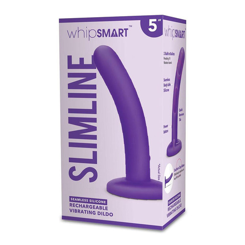 WhipSmart 5'' Slimline Rechargeable Vibrating Dildo Purple 12.7 cm USB Rechargeable Dildo
