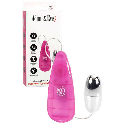 Adam & Eve VIBRATING SILVER BULLET 2.0 Silver 5.8 cm Bullet with Pink Remote