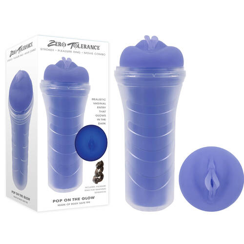 Zero Tolerance POP ON THE GLOW Glow in Dark Purple Vagina Stroker